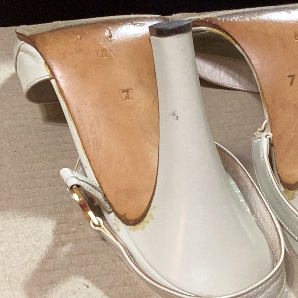 Pre-owned Beautiful Vintage Garolini Slingback Heels in Pearl color - Picture 6 of 9